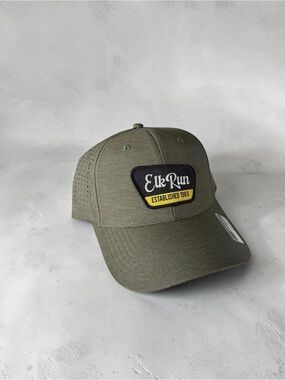 Elk Run Men's Olive Performance Patch Cap